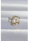 Pirinç Gold Renk İncili Ahtapot Earcuff Küpe - TJ-BKP9333