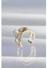 Pirinç Gold Renk İncili Ahtapot Earcuff Küpe - TJ-BKP9333