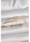 Pirinç Gold Renk Kare Zirkon Taşlı Kadın Bileklik - TJ-BB6535