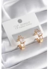 Pirinç Gold Renk Kare Zirkon Taşlı Kadın Küpe - TJ-BKP8352