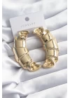 Pirinç Gold Renk Kruvasan Model Kadın Küpe - TJ-BKP8251