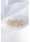 Pirinç Gold Renk Minimal Fiyonk Küpe - TJ-BKP8928
