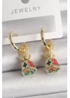 Pirinç Gold Renk Renkli Vintage Çin Emaye Model Kadın Küpe - TJ-BKP10091