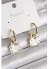 Pirinç Gold Renk Sallantı Zirkon Taşlı Çanta Model Kadın Küpe - TJ-BKP9770