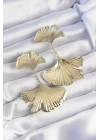 Pirinç Gold Renk Tırtıklı Yaprak Model Sallantılı Küpe - TJ-BKP9248