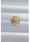 Pirinç Gold Renk Yonca Earcuff Küpe - TJ-BKP9331