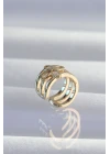 Pirinç Gold Renk Yonca Earcuff Küpe - TJ-BKP9331
