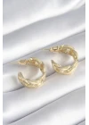Pirinç Gold Renk Zirkon Taş Detay Zincir Model Kadın Küpe - TJ-BKP8452