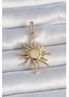 Pirinç Gold Renk Zirkon Taş Detaylı Güneş Model Ajda Charm - TJ-BC1008