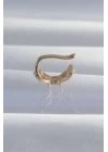 Pirinç Gold Renk Zirkon Taş Kaplama Earcuff Küpe - TJ-BKP9337
