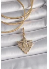 Pirinç Gold Renk Zirkon Taşlı Çapa Model Ajda Charm - TJ-BC1000