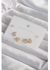 Pirinç Gold Renk Zirkon Taşlı Damla Model Küpe Seti - TJ-BKP9321