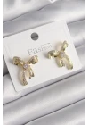 Pirinç Gold Renk Zirkon Taşlı Fiyonk Model Kadın Küpe - TJ-BKP9991