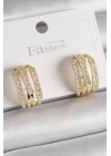 Pirinç Gold Renk Zirkon Taşlı Halka Model Kadın Küpe - TJ-BKP9929
