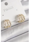 Pirinç Gold Renk Zirkon Taşlı Halka Model Kadın Küpe - TJ-BKP9955