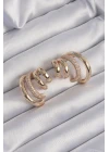Pirinç Gold Renk Zirkon Taşlı Kaburga Model Küpe - TJ-BKP9204