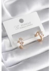 Pirinç Gold Renk Zirkon Taşlı Kadın Küpe - TJ-BKP8342