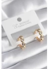 Pirinç Gold Renk Zirkon Taşlı Kadın Küpe - TJ-BKP8346
