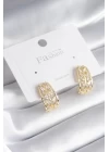 Pirinç Gold Renk Zirkon Taşlı Kadın Küpe - TJ-BKP8428