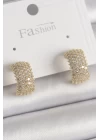 Pirinç Gold Renk Zirkon Taşlı Kadın Küpe - TJ-BKP9933