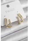 Pirinç Gold Renk Zirkon Taşlı Kadın Küpe - TJ-BKP9969