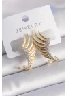 Pirinç Gold Renk Zirkon Taşlı Kanat Model Kadın Küpe - TJ-BKP9529