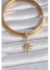 Pirinç Gold Renk Zirkon Taşlı Kutup Yıldızı Model Ajda Charm - TJ-BC1004