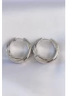 Pirinç Gümüş Renk Asimetrik Kıvrım Küpe - TJ-BKP8975