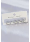Pirinç Gümüş Renk Kalp Model Küpe Seti - TJ-BKP8993