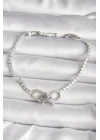 Pirinç Gümüş Renk Su Yolu Zirkon Taşlı Tiffany Model Kadın Bileklik - TJ-BB6630