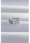 Pirinç Gümüş Renk Zirkon Taş Kaplama Earcuff Küpe - TJ-BKP9336