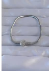 Pirinç Gümüş Renk Zirkon Taşlı Charm Bileklik - TJ-BB6221