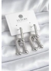 Pirinç Gümüş Renk Zirkon Taşlı Tiffany Model VIP Seri Kadın Küpe - TJ-BKP8335