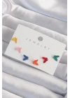 Pirinç Rengarenk Mineli Minimal Kelebek Küpe Seti - TJ-BKP9318
