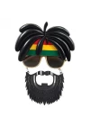Rasta Peruklu Rasta Sakallı Bob Marley Bıyıklı Parti Gözlüğü 27x18 cm