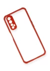 Realme 7 Kılıf Miami Şeffaf Silikon - Kırmızı