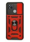 Realme C11 2021 Kılıf Pars Lens Yüzüklü Silikon - Kırmızı