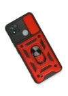 Realme C11 2021 Kılıf Pars Lens Yüzüklü Silikon - Kırmızı