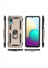 Samsung Galaxy A02 Kılıf Sofya Yüzüklü Silikon Kapak - Gold