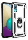 Samsung Galaxy A02 Kılıf Sofya Yüzüklü Silikon Kapak - Gümüş