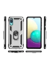Samsung Galaxy A02 Kılıf Sofya Yüzüklü Silikon Kapak - Gümüş