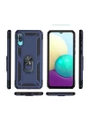 Samsung Galaxy A02 Kılıf Sofya Yüzüklü Silikon Kapak - Lacivert