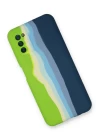 Samsung Galaxy A03S Kılıf Ebruli Lansman Silikon - Yeşil-Koyu Yeşil