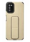 Samsung Galaxy A03S Kılıf Mega Standlı Silikon - Gold