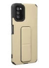 Samsung Galaxy A03S Kılıf Mega Standlı Silikon - Gold