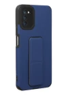 Samsung Galaxy A03S Kılıf Mega Standlı Silikon - Mavi