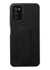Samsung Galaxy A03S Kılıf Mega Standlı Silikon - Siyah