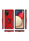 Samsung Galaxy A03S Kılıf Sofya Yüzüklü Silikon Kapak - Kırmızı