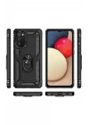 Samsung Galaxy A03S Kılıf Sofya Yüzüklü Silikon Kapak - Siyah