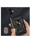 Samsung Galaxy A06 Kılıf Pars Lens Yüzüklü Silikon - Siyah